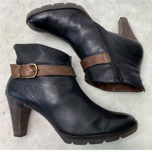 Paul Green Women's Black Brown Heeled Ankle Boots Size 3 UK / 5.5 US